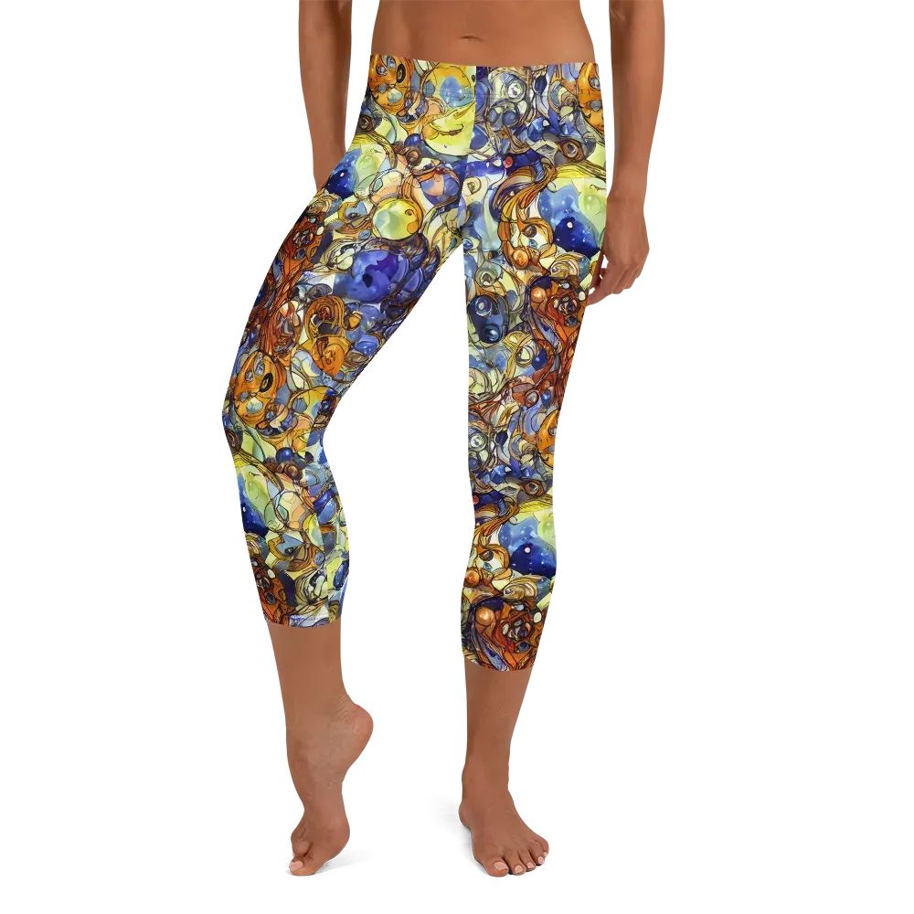 Electric Aquarium on Capri Leggings — Front