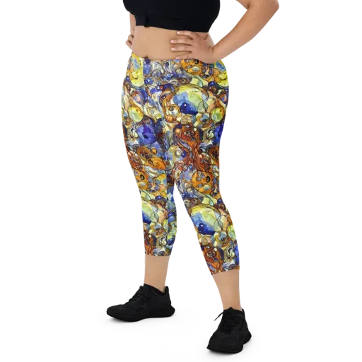 Electric Aquarium on a Capri Leggings