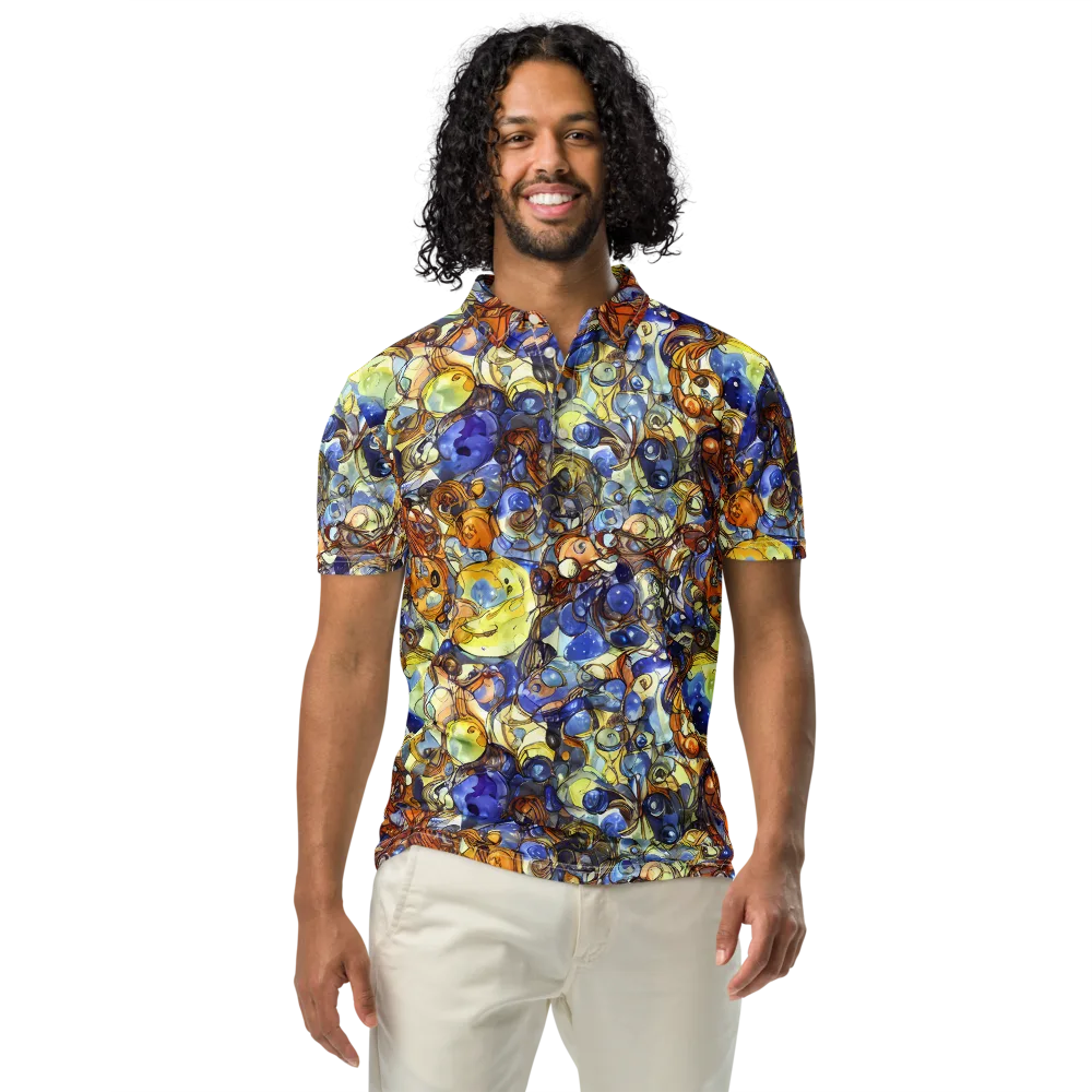 Electric Aquarium on Men's Slim Fit Polo Shirt — Front