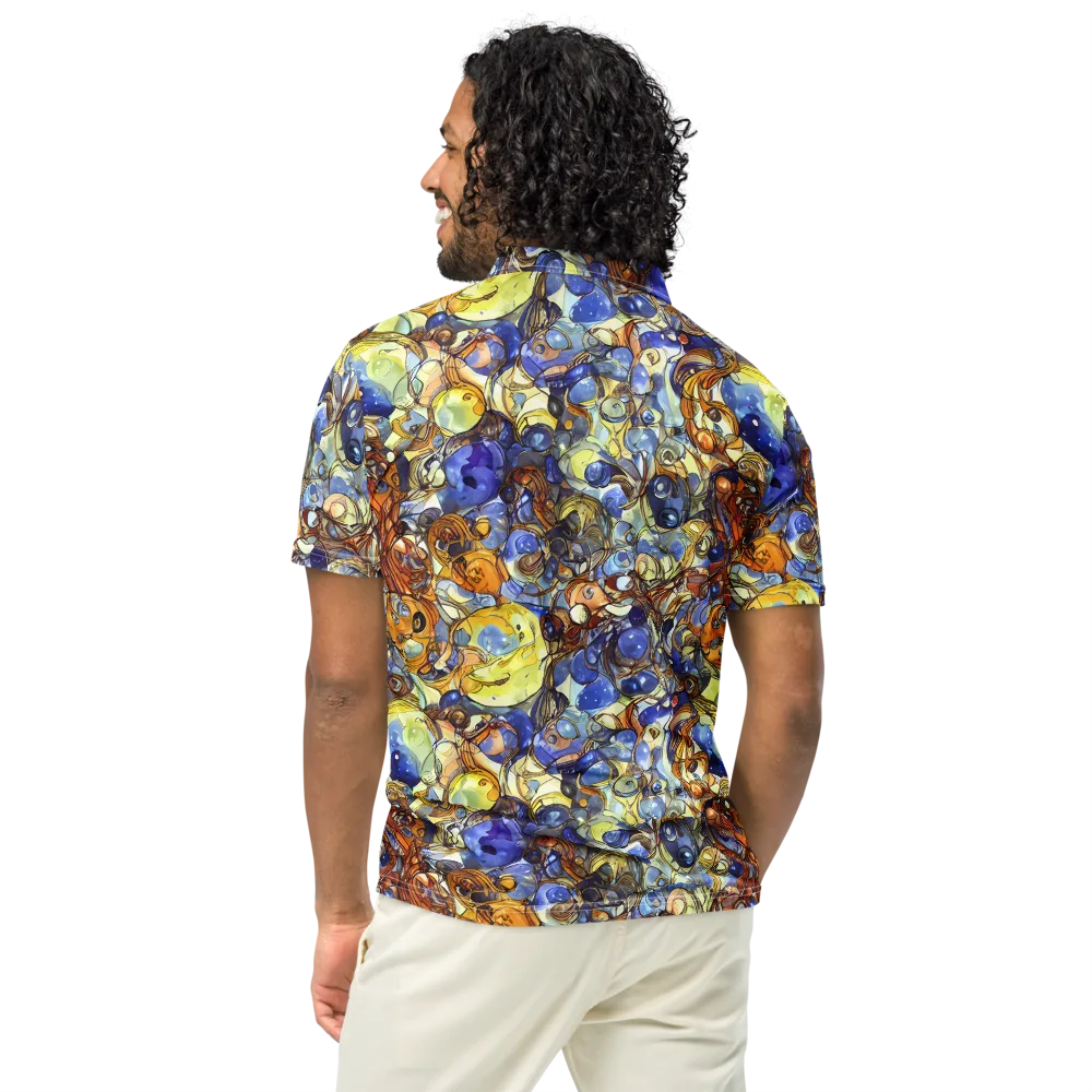 Electric Aquarium on Men's Slim Fit Polo Shirt — Back