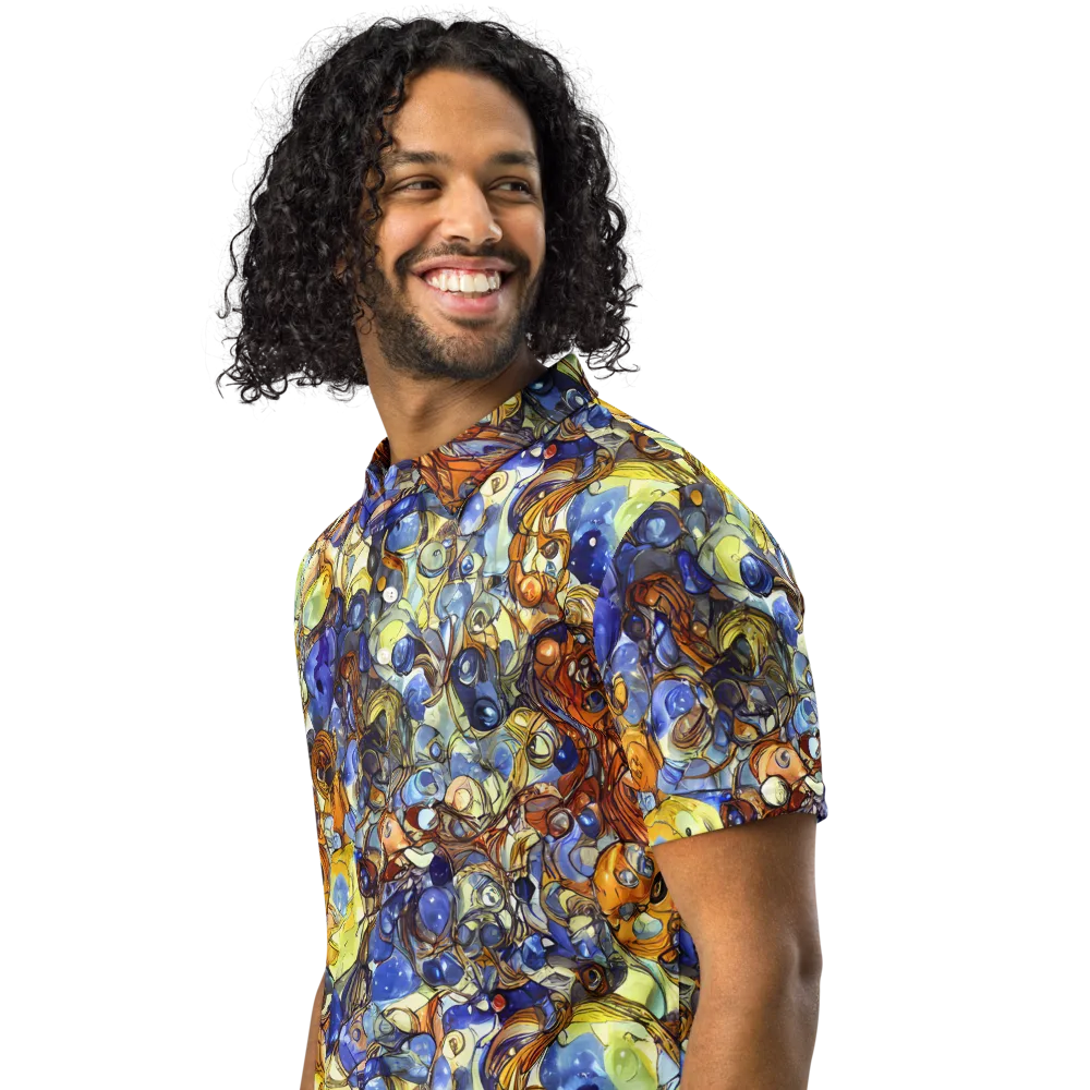Electric Aquarium on Men's Slim Fit Polo Shirt — Left Front