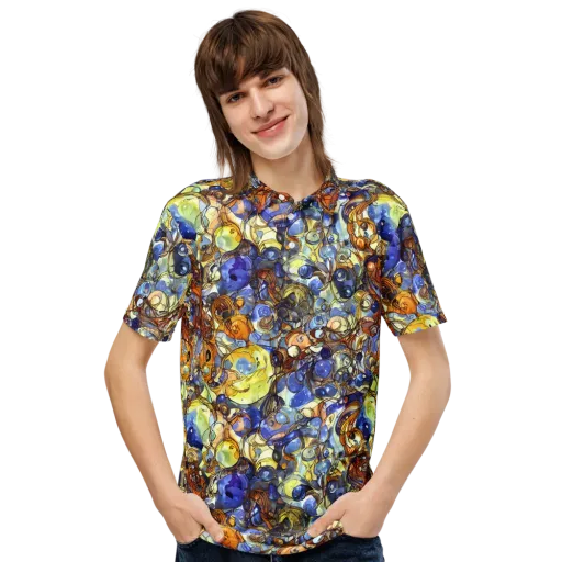 Electric Aquarium on a Men's Slim Fit Polo Shirt