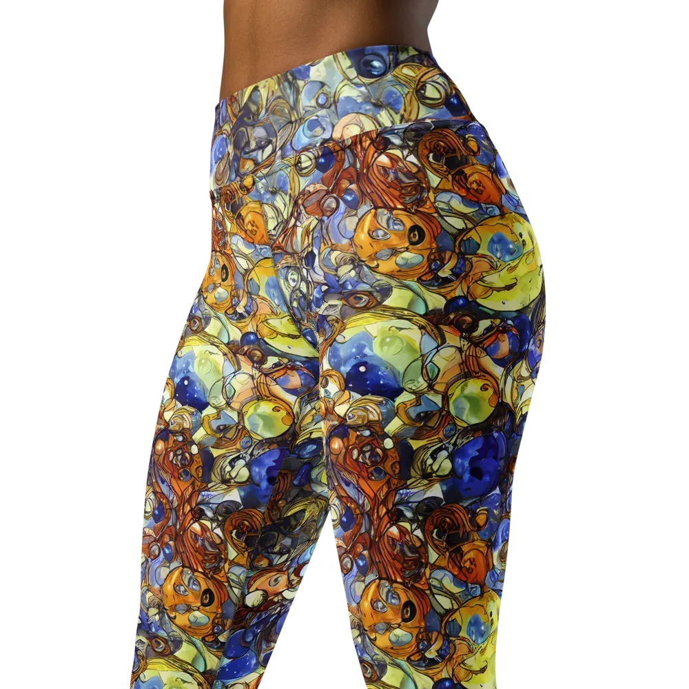 Electric Aquarium on Yoga Leggings — Left Front
