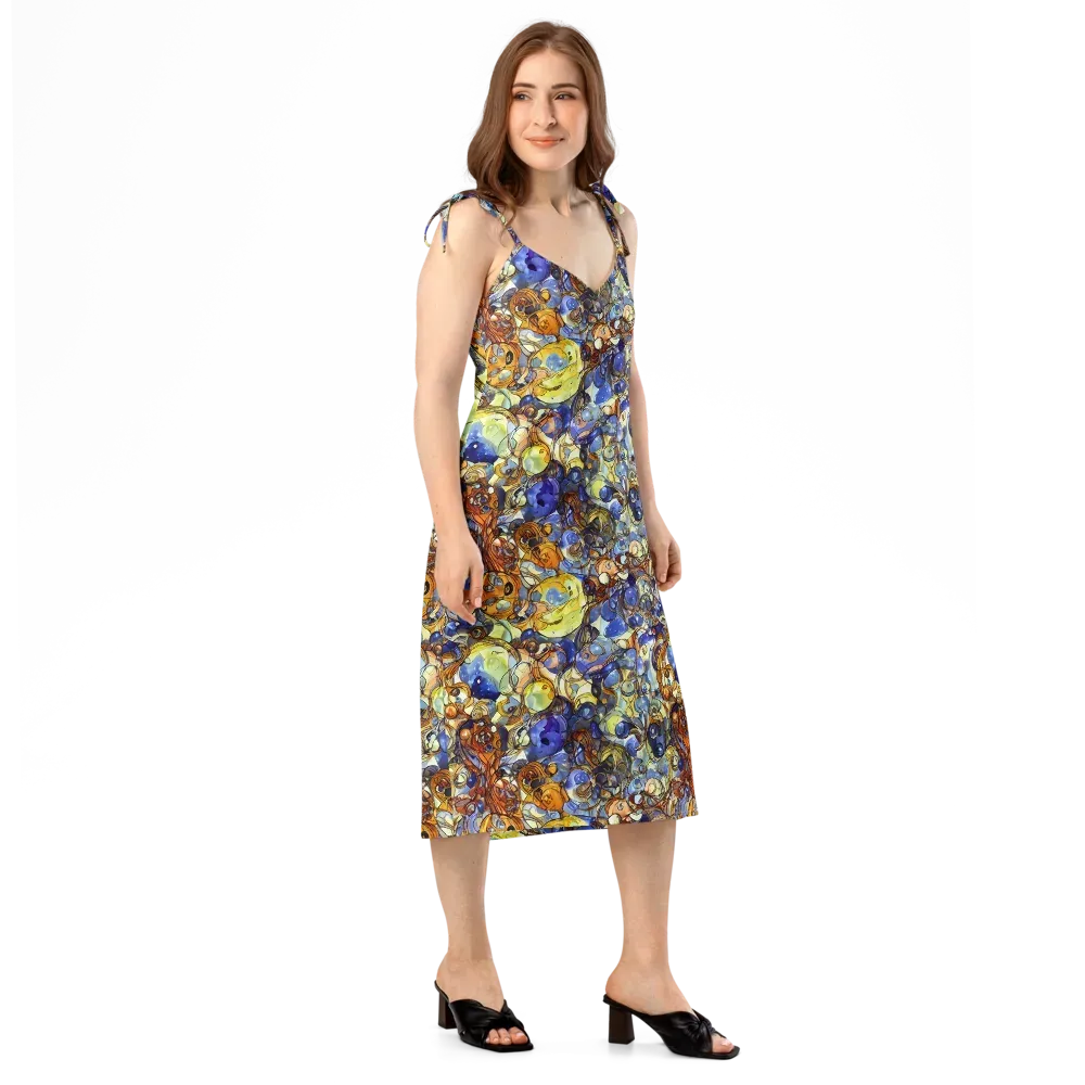 Electric Aquarium on Slip Dress — Right Front