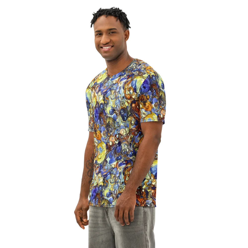 Electric Aquarium on Men's Cotton Crew Neck T-Shirt — Left Front