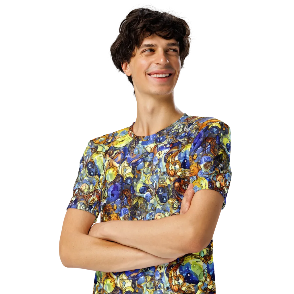 Electric Aquarium on Men's Crew Neck T-Shirt — Left Front