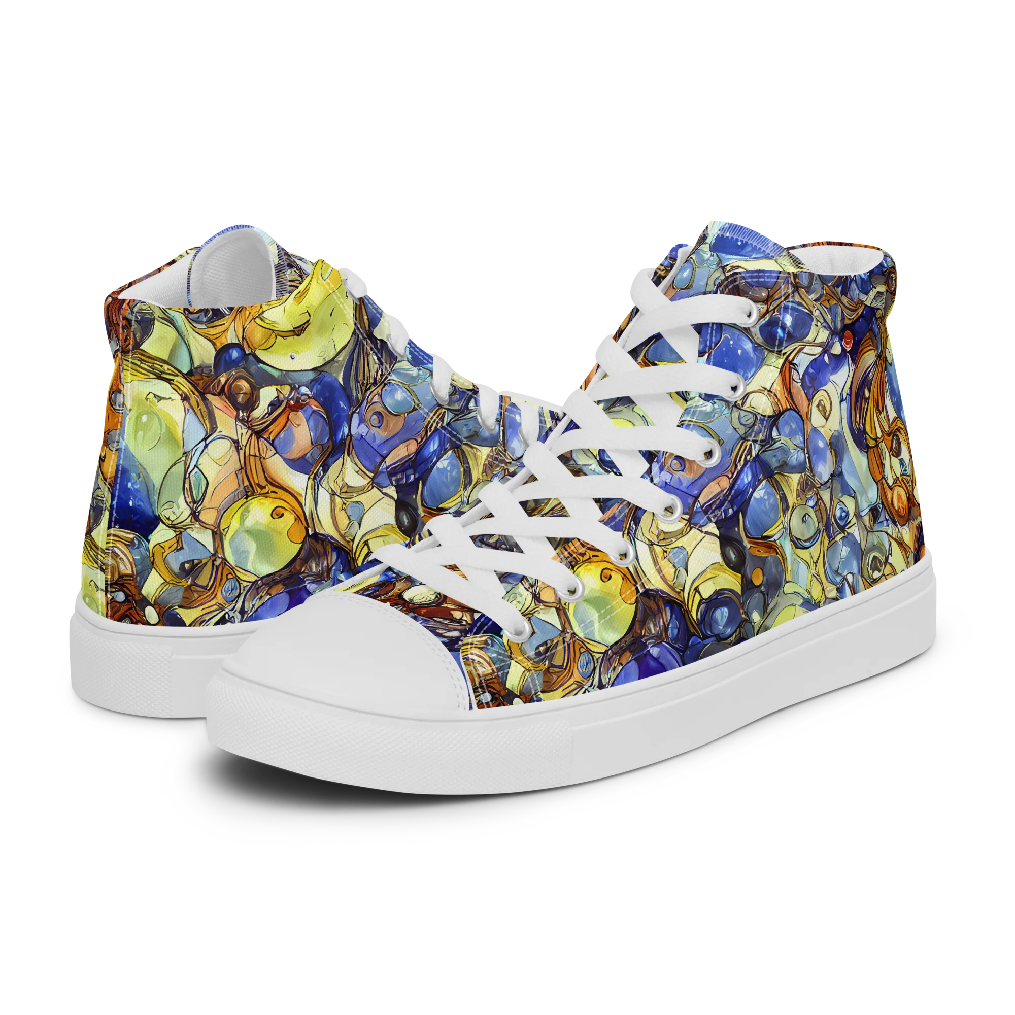 Electric Aquarium on Men's High Top Canvas Shoes — Left