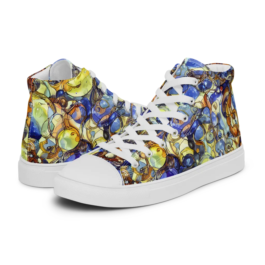 Electric Aquarium on Men's High Top Canvas Shoes — Left