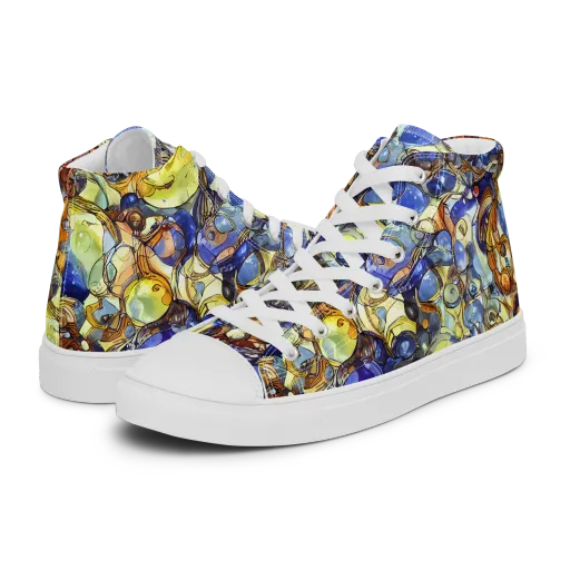 Electric Aquarium on a Men's High Top Canvas Shoes