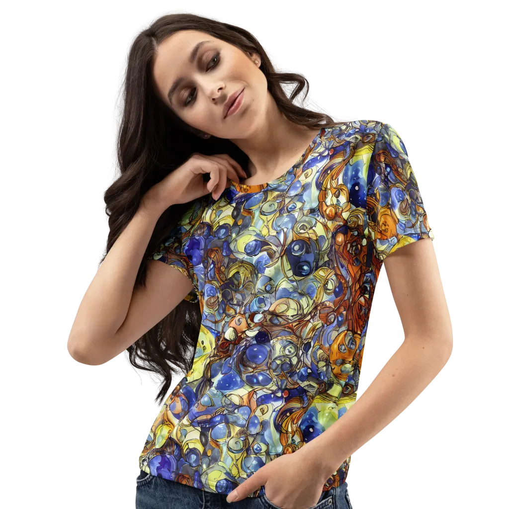 Electric Aquarium on Women's Crew Neck T-Shirt — Left Front