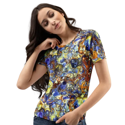 Electric Aquarium on a Women's Crew Neck T-Shirt