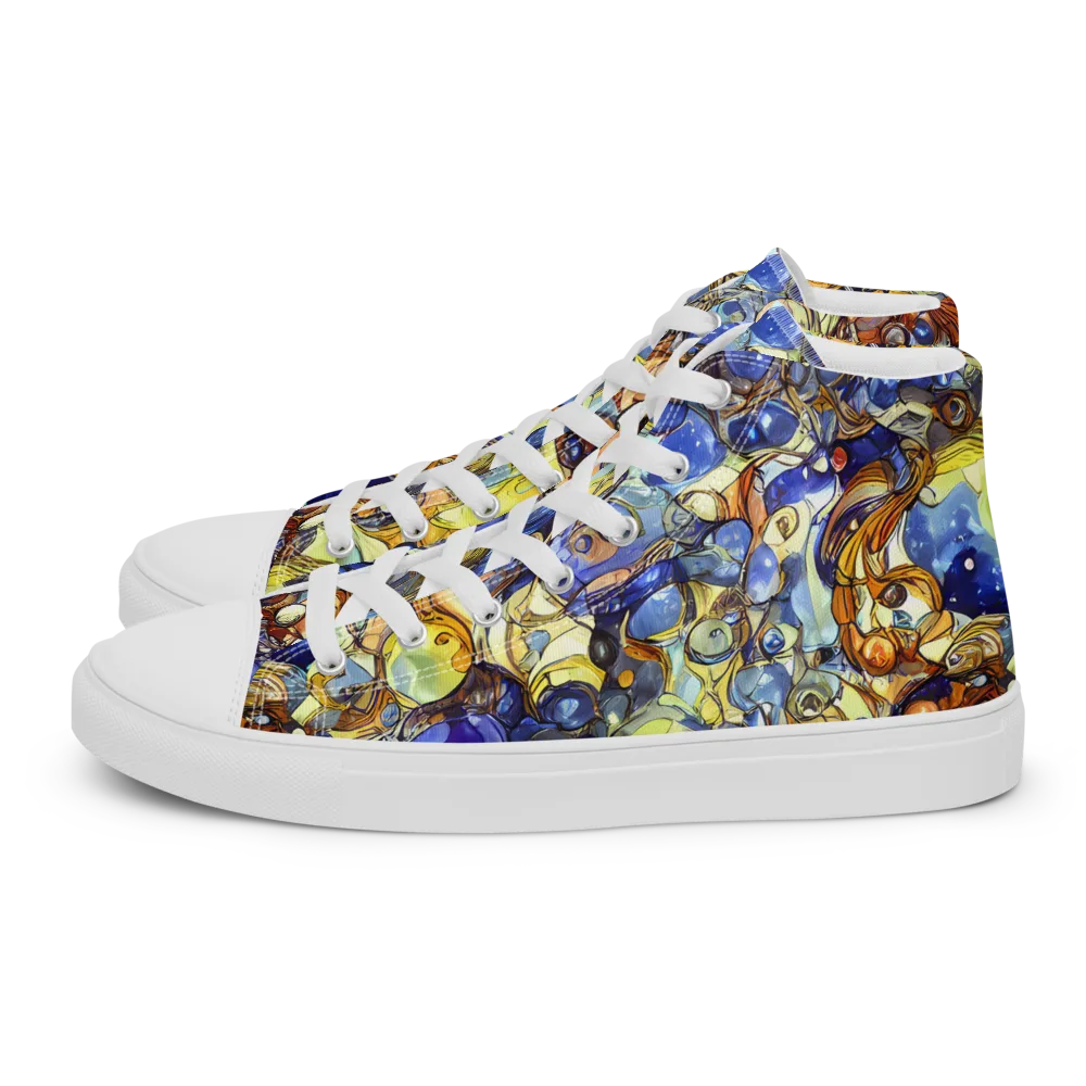 Electric Aquarium on Women's High Top Canvas Shoes — Left