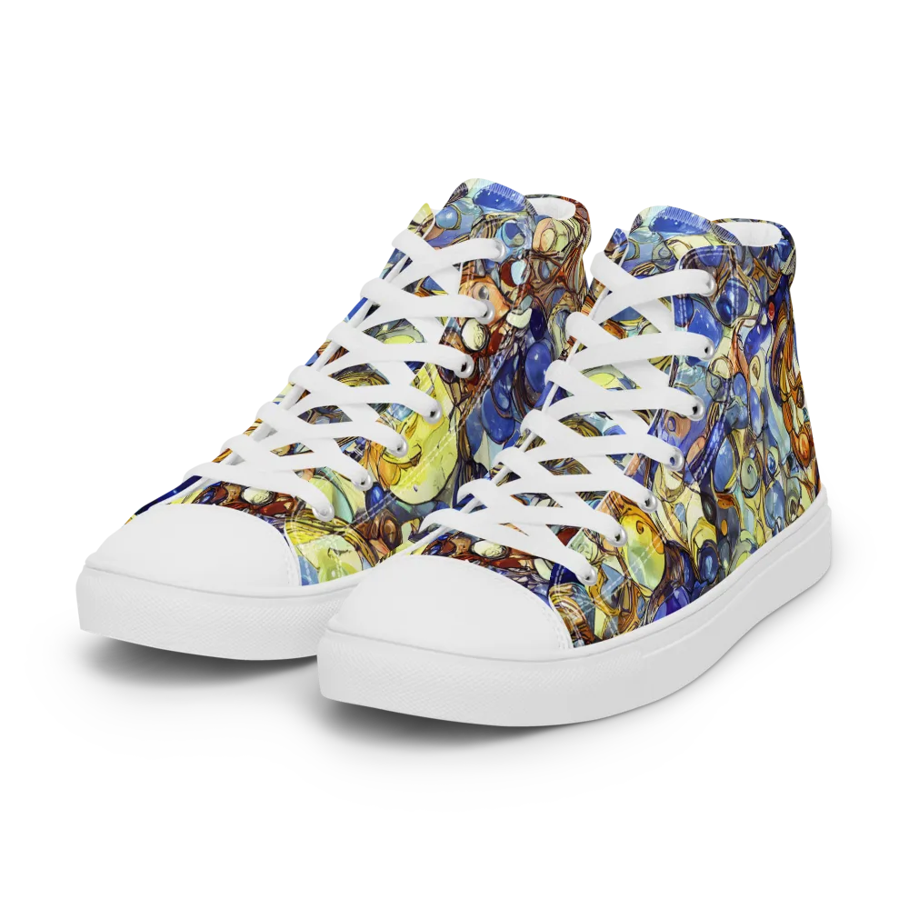 Electric Aquarium on Women's High Top Canvas Shoes — Left Front