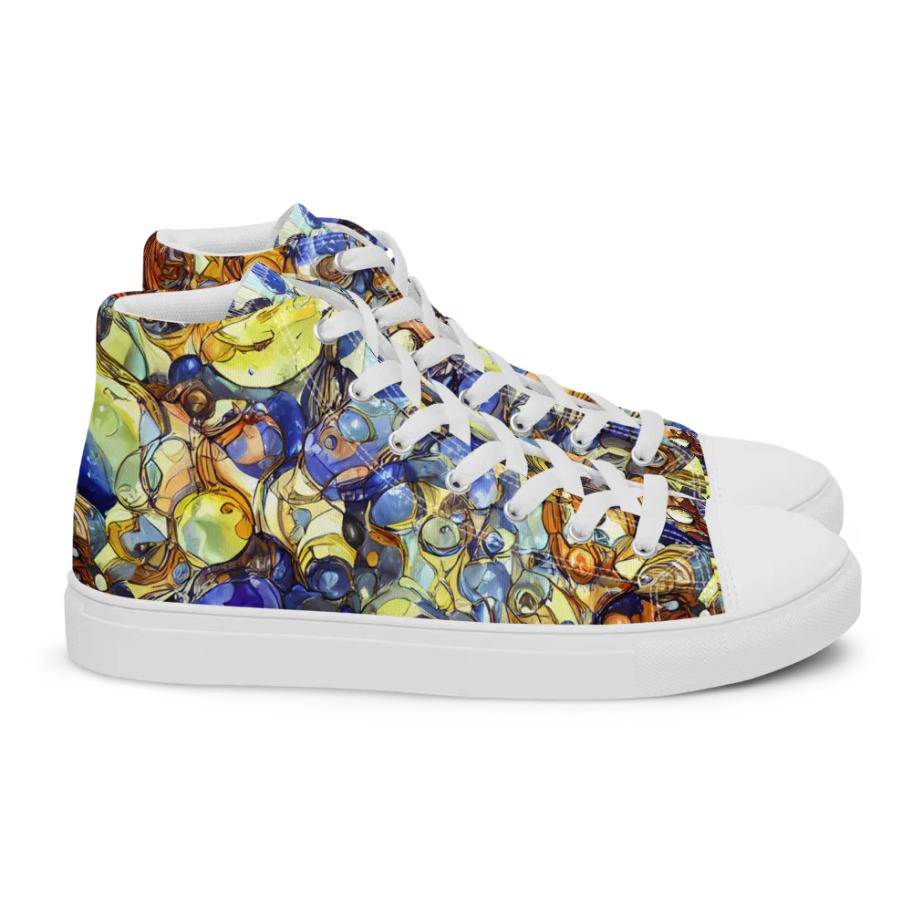 Electric Aquarium on Women's High Top Canvas Shoes — Right