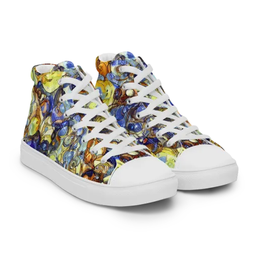 Electric Aquarium on a Women's High Top Canvas Shoes