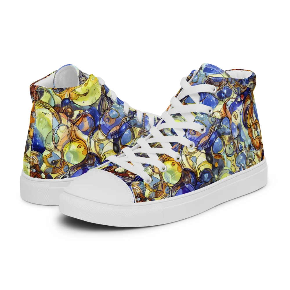 Electric Aquarium on Women's High Top Canvas Shoes — Left