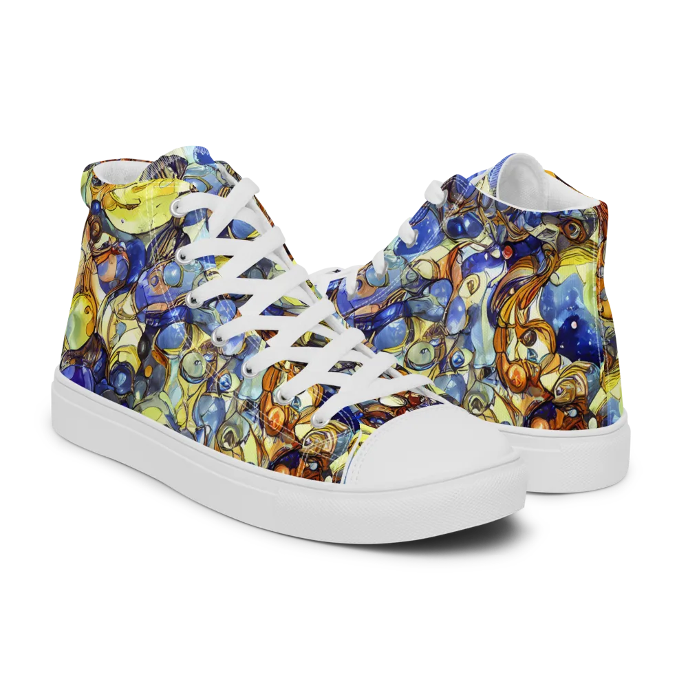 Electric Aquarium on Women's High Top Canvas Shoes — Right