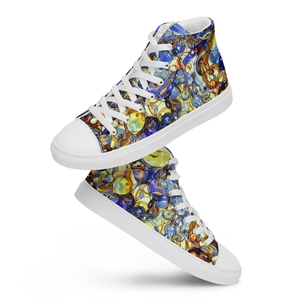 Electric Aquarium on Women's High Top Canvas Shoes — Front