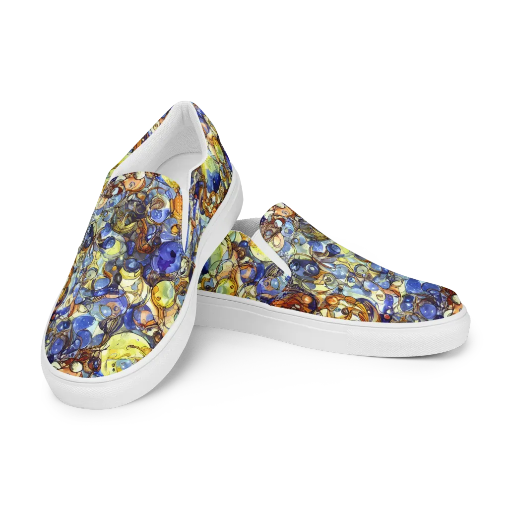 Electric Aquarium on Men's Slip-On Canvas Shoes — Left Front