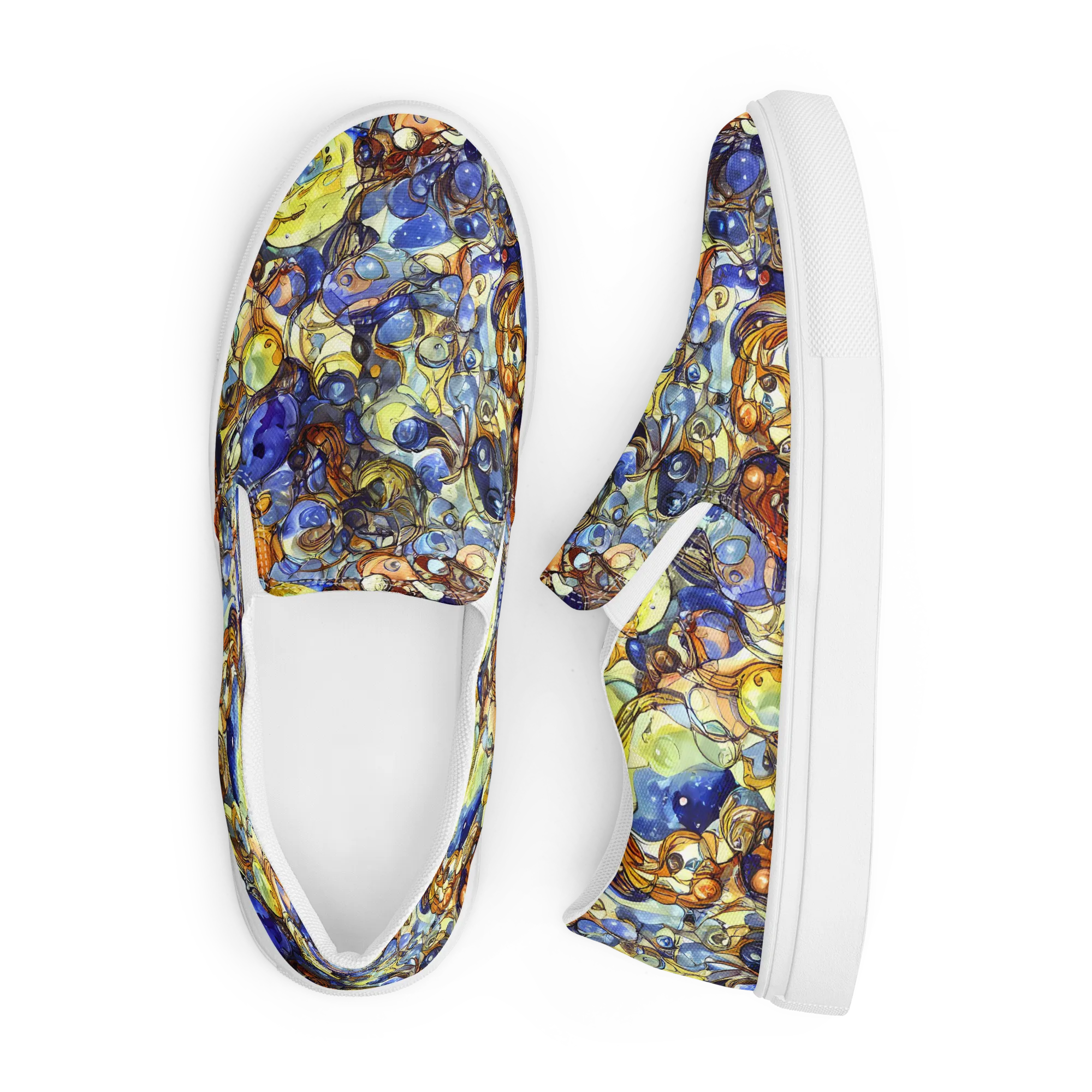 Electric Aquarium on Men's Slip-On Canvas Shoes — Front
