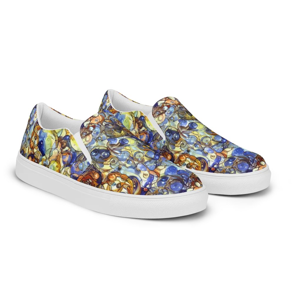 Electric Aquarium on Women's Slip-On Canvas Shoes — Right Front