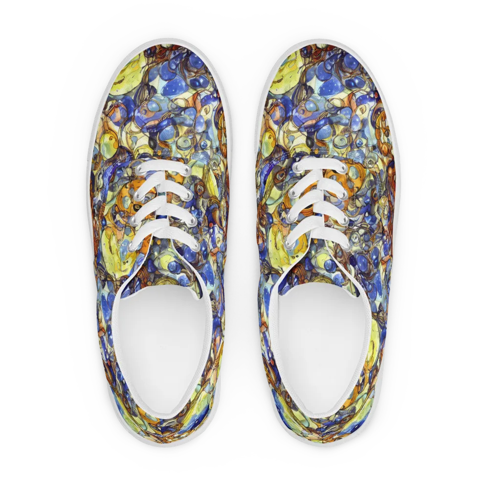 Electric Aquarium on Men's Lace-Up Canvas Shoes — Front