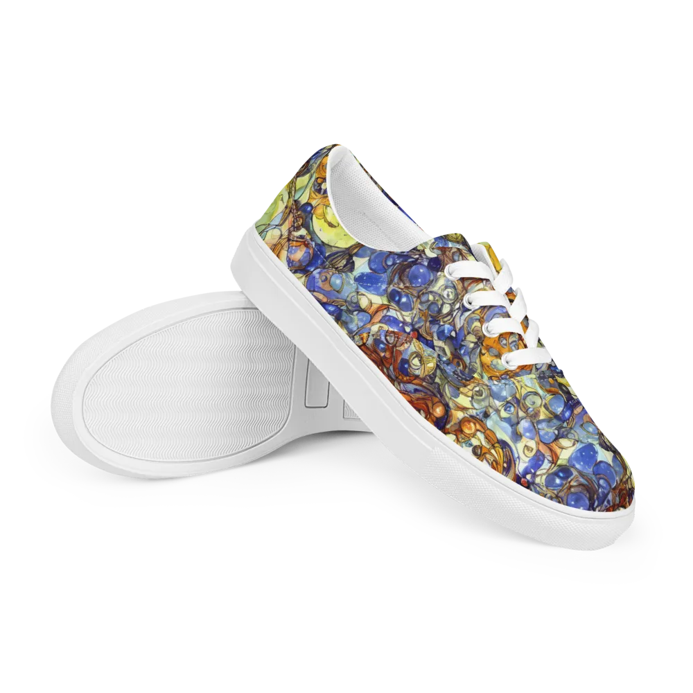 Electric Aquarium on Men's Lace-Up Canvas Shoes — Right Front
