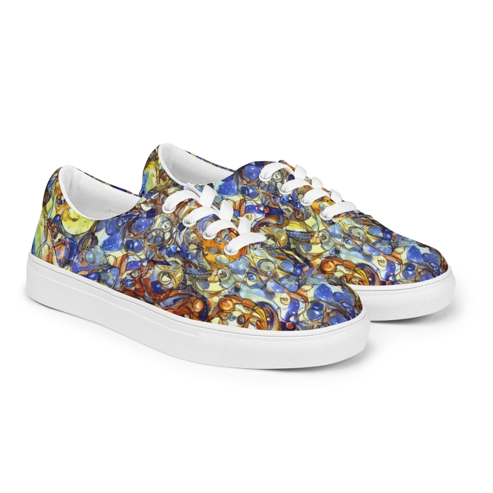 Electric Aquarium on Men's Lace-Up Canvas Shoes — Right Front