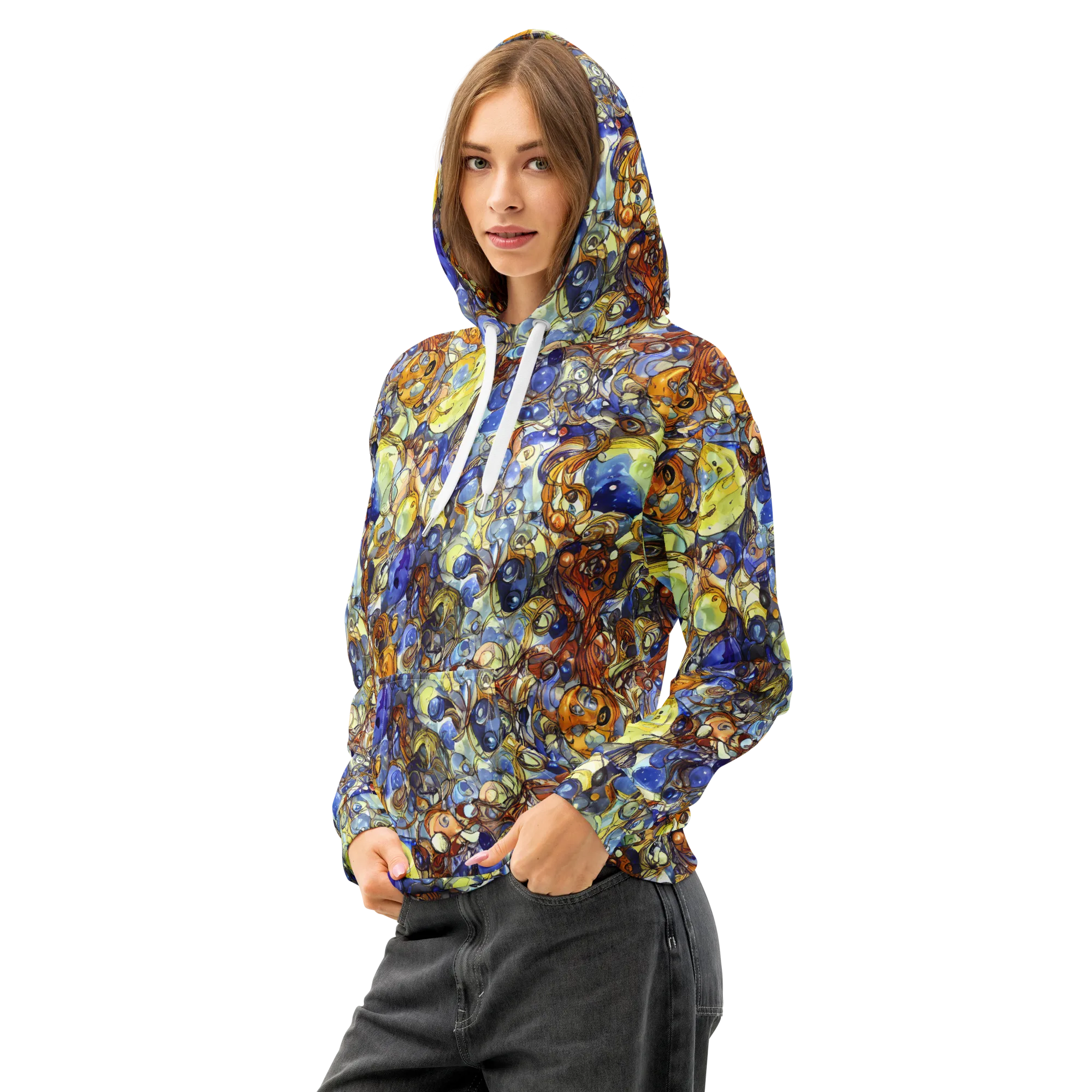 Electric Aquarium on Cotton Hoodie — Left Front