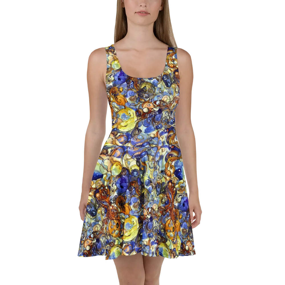 Electric Aquarium on Skater Dress — Front