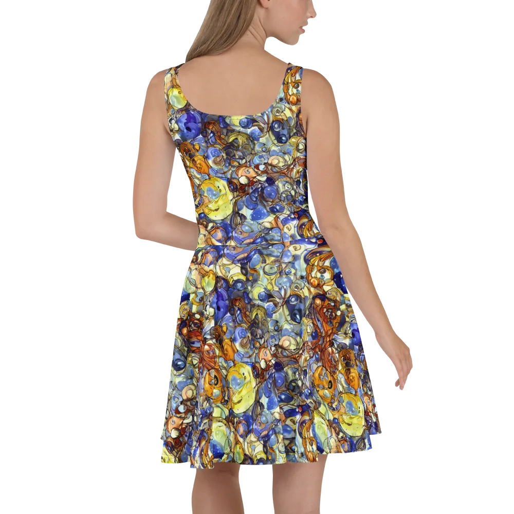 Electric Aquarium on Skater Dress — Back
