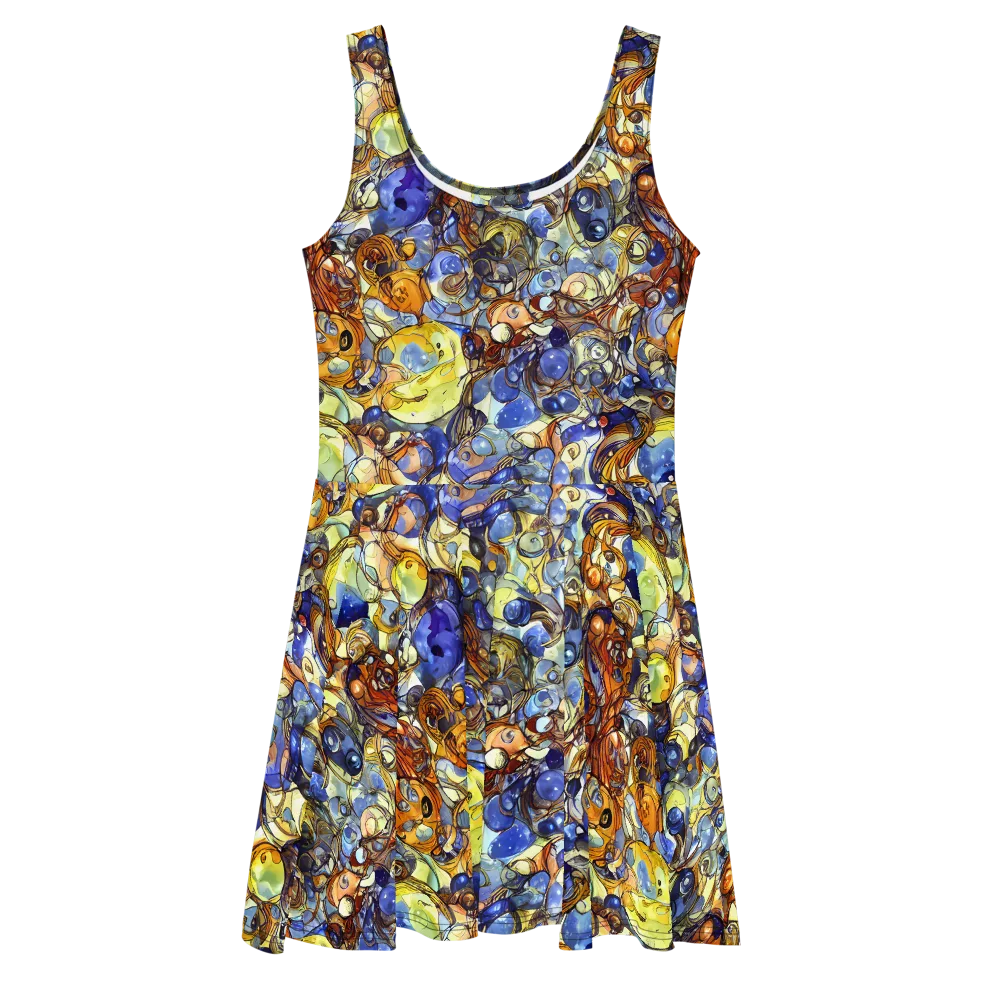 Electric Aquarium on Skater Dress — Front