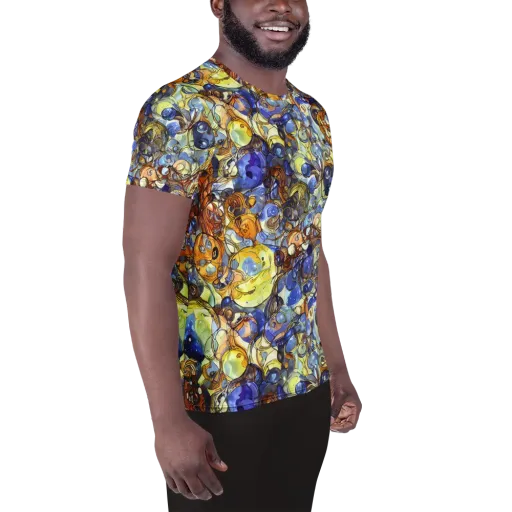 Electric Aquarium on a Men's Athletic T-Shirt