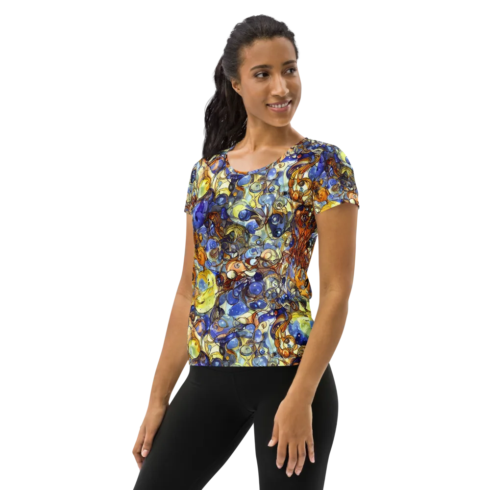 Electric Aquarium on Women's Athletic T-Shirt — Left