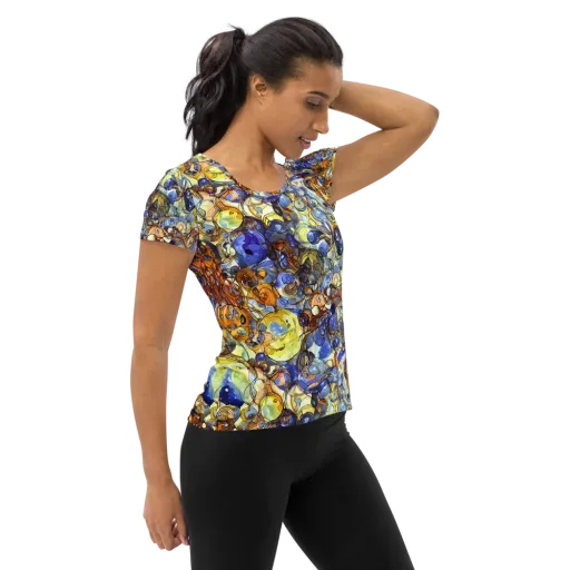 Electric Aquarium on a Women's Athletic T-Shirt