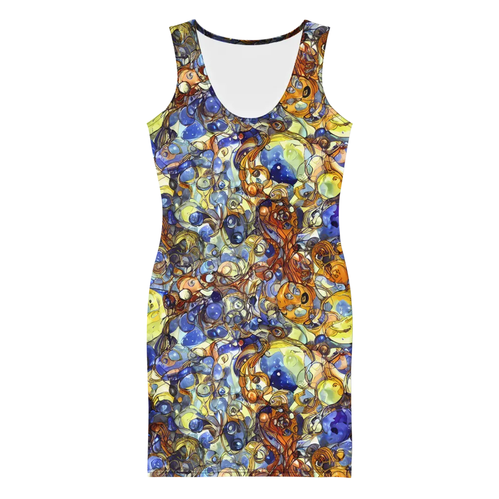 Electric Aquarium on Bodycon Dress — Front