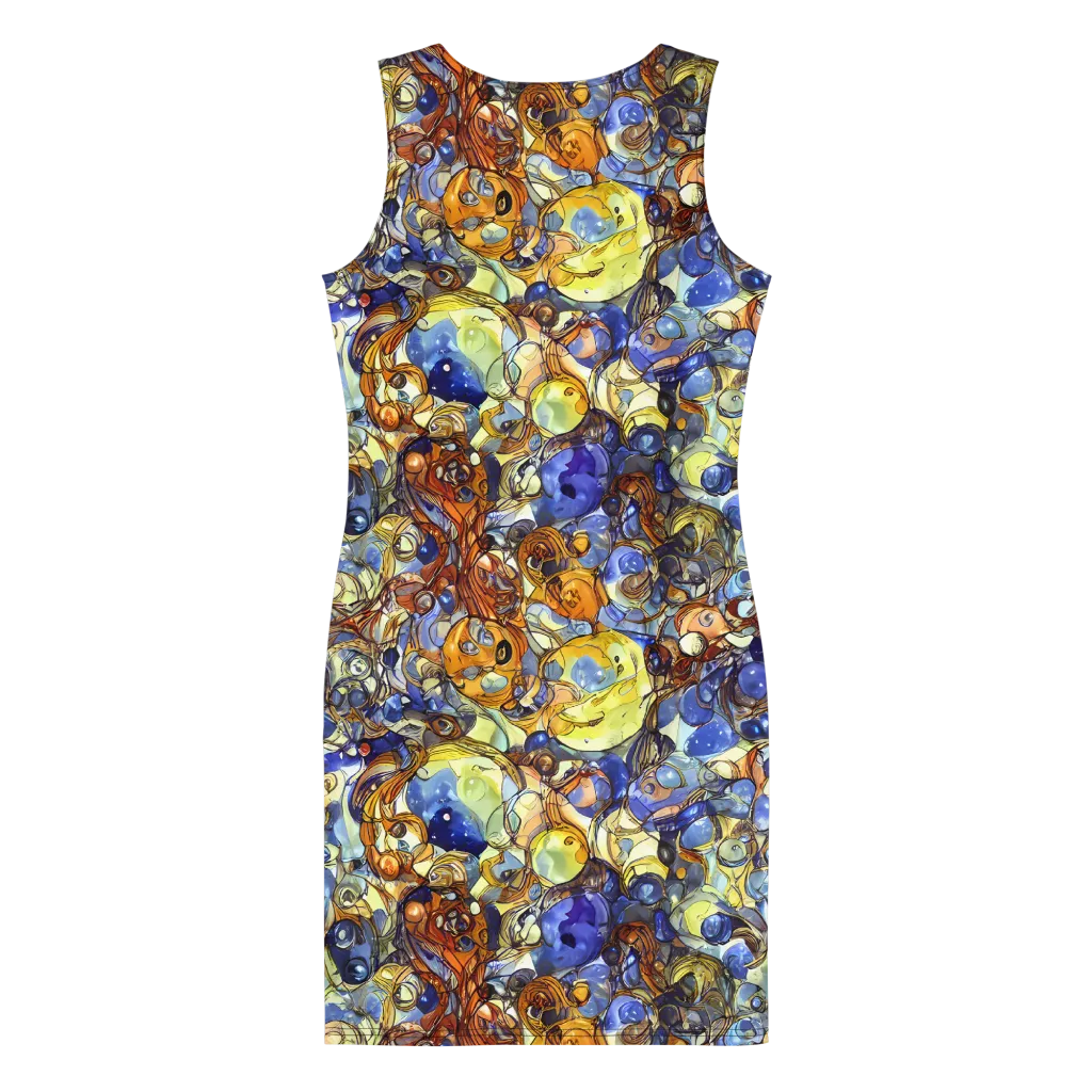 Electric Aquarium on Bodycon Dress — Back