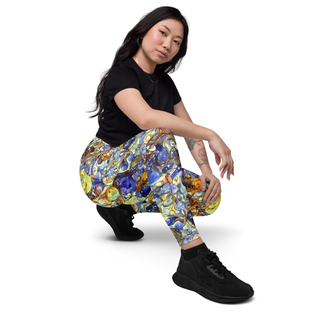 Electric Aquarium on Leggings with Pockets — Right Front