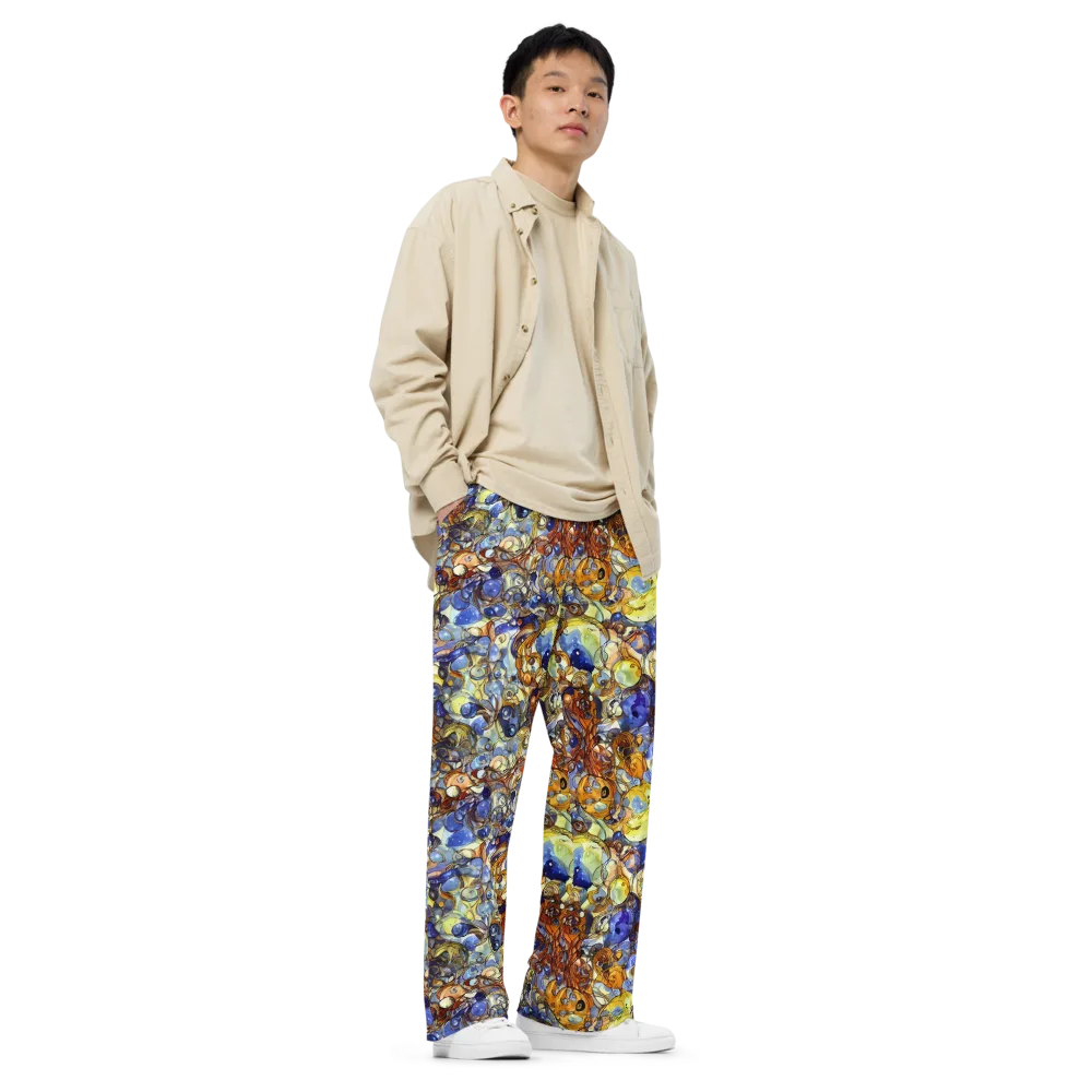 Electric Aquarium on Wide-Leg Pants — Right Front