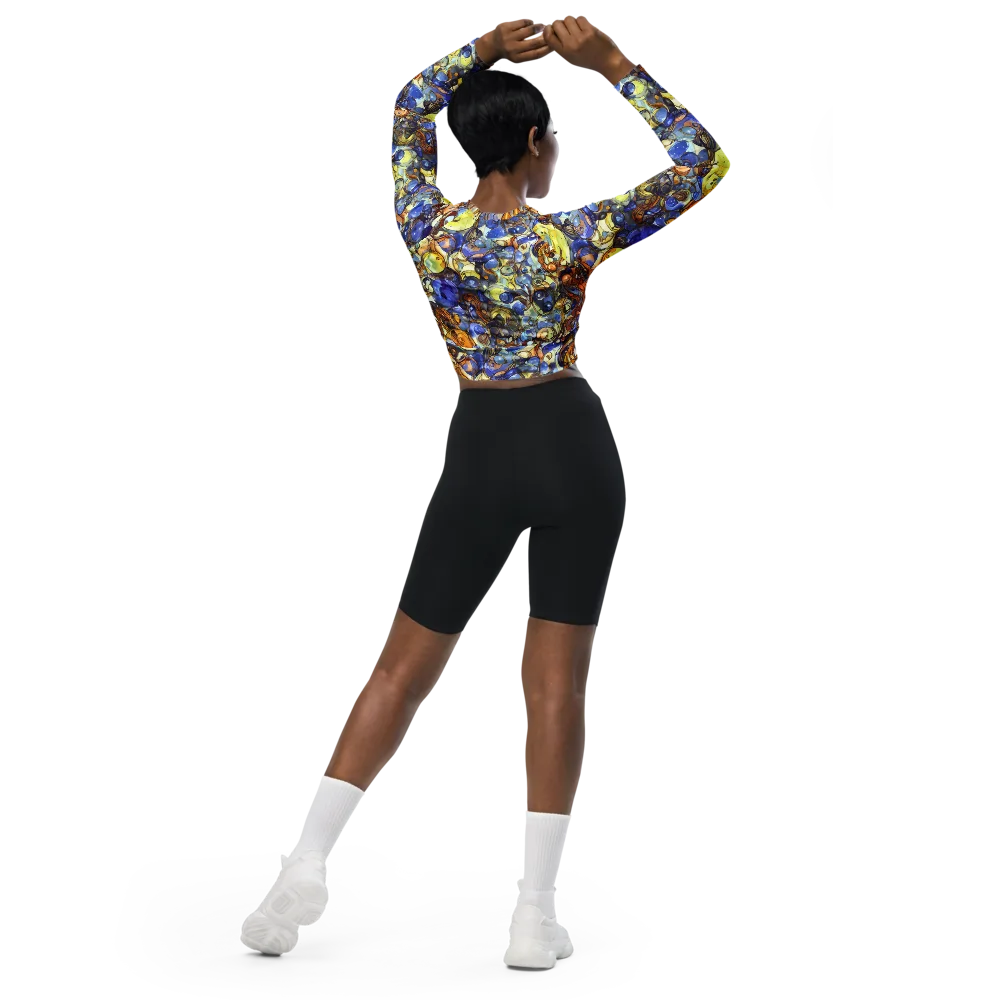 Electric Aquarium on Long Sleeve Crop Top — Back