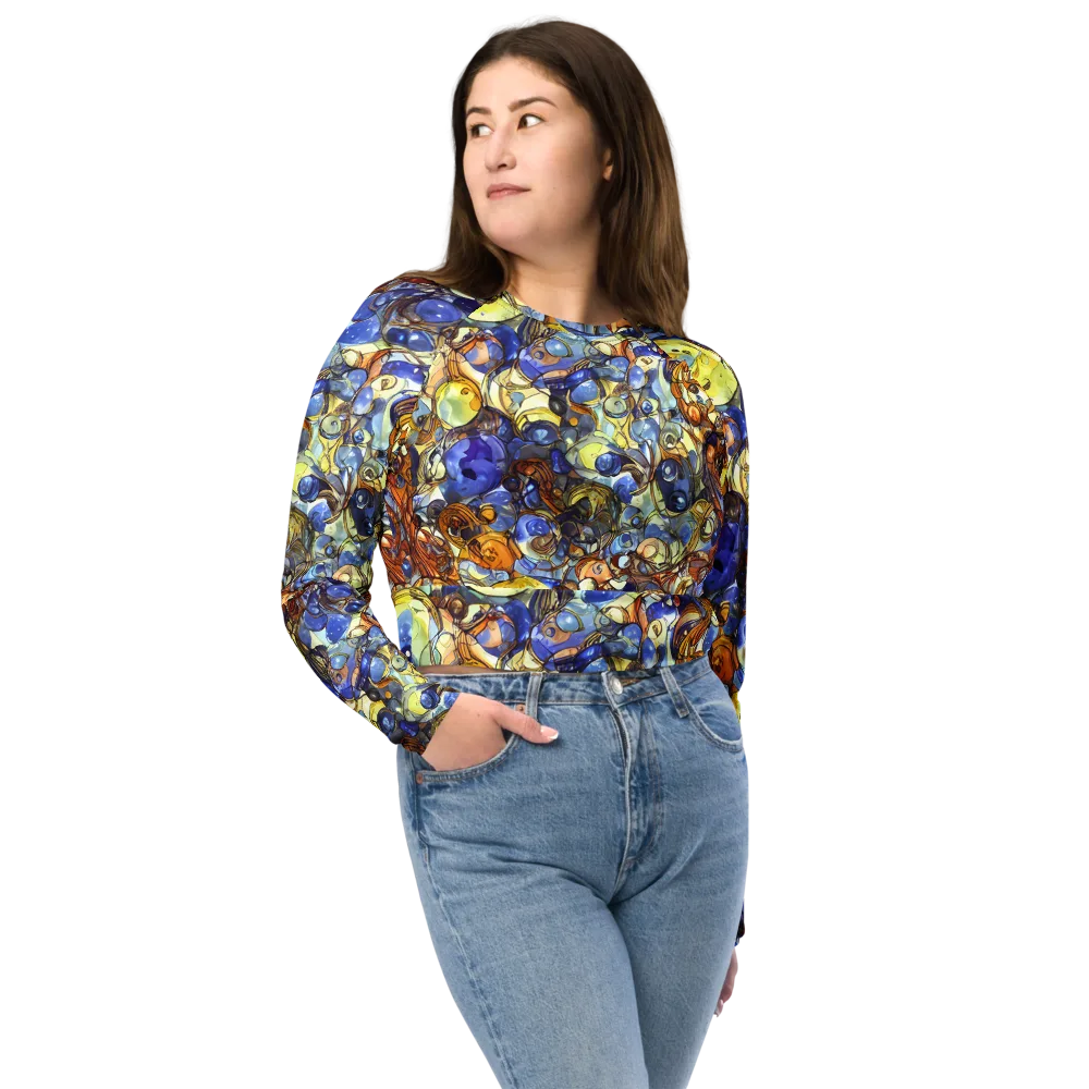 Electric Aquarium on Long Sleeve Crop Top — Front