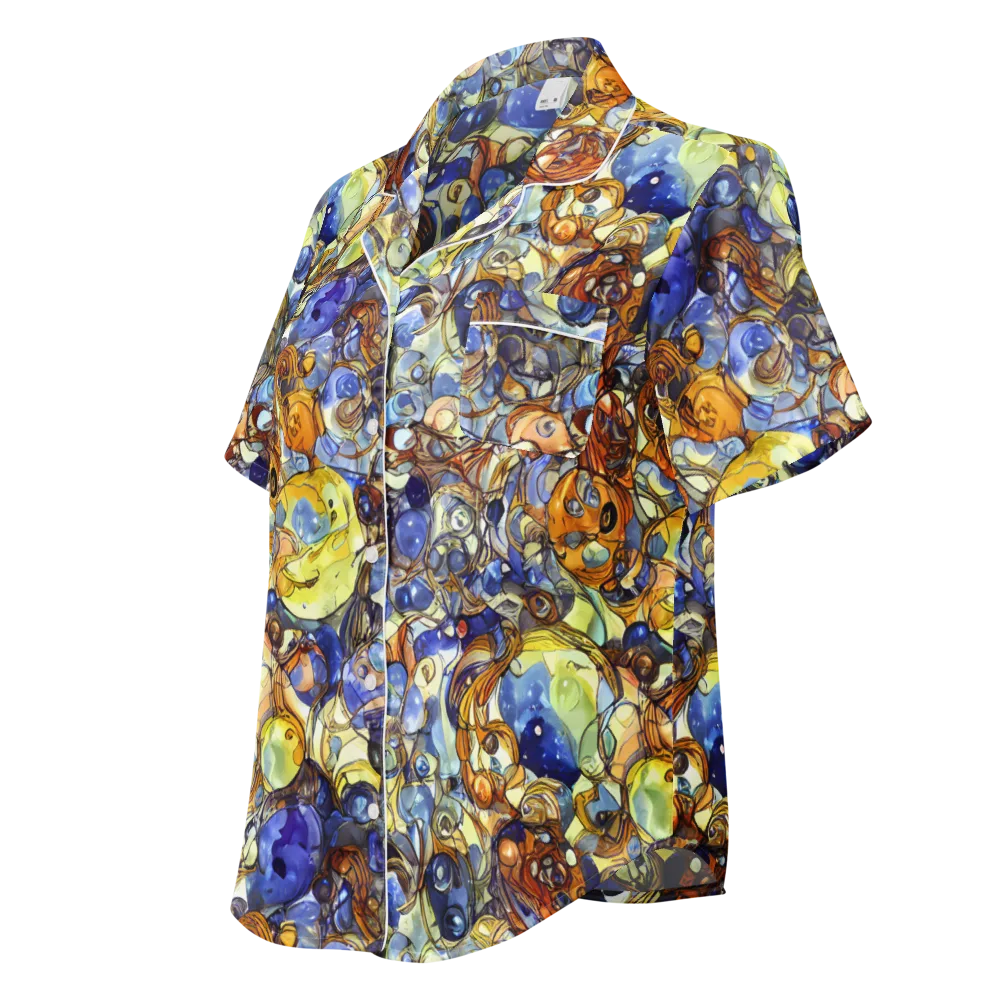 Electric Aquarium on Women's Short Sleeve Pajama Top — Left Front