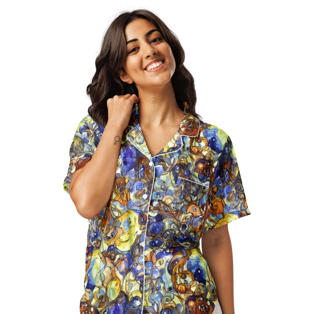 Electric Aquarium on Women's Short Sleeve Pajama Top — Front