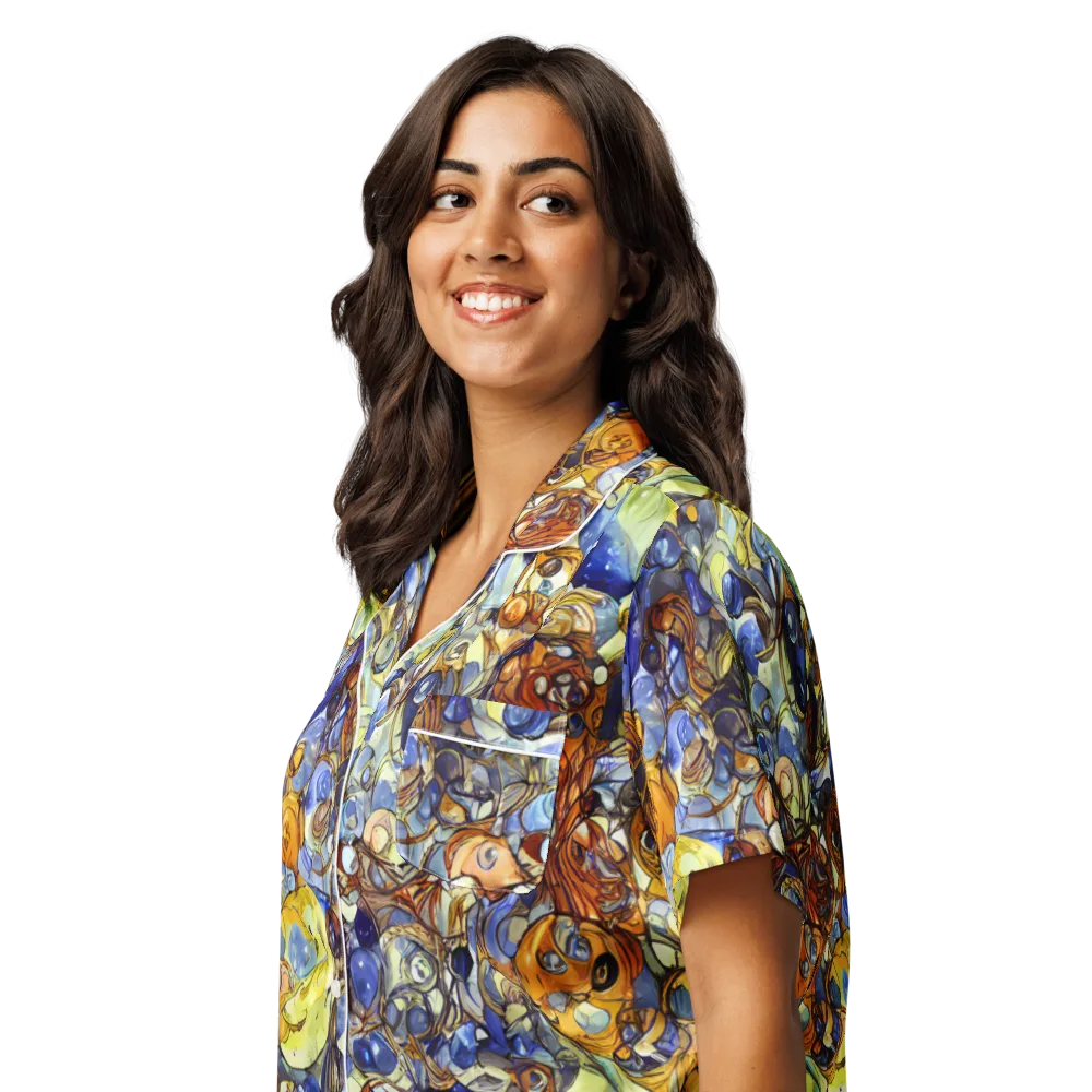 Electric Aquarium on Women's Short Sleeve Pajama Top — Left Front