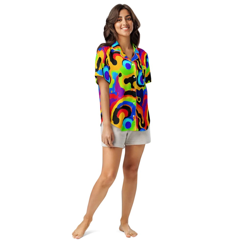 Acid Atelier on Women's Short Sleeve Pajama Top — Front