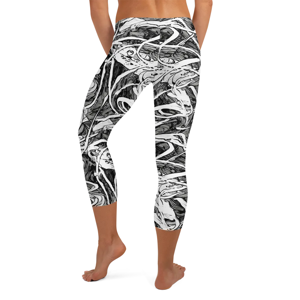Inkstorm Flow on Capri Leggings — Back
