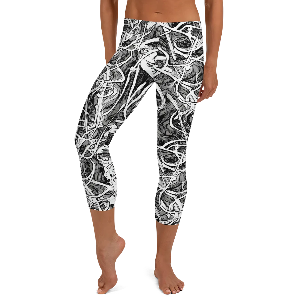 Inkstorm Flow on Capri Leggings — Front
