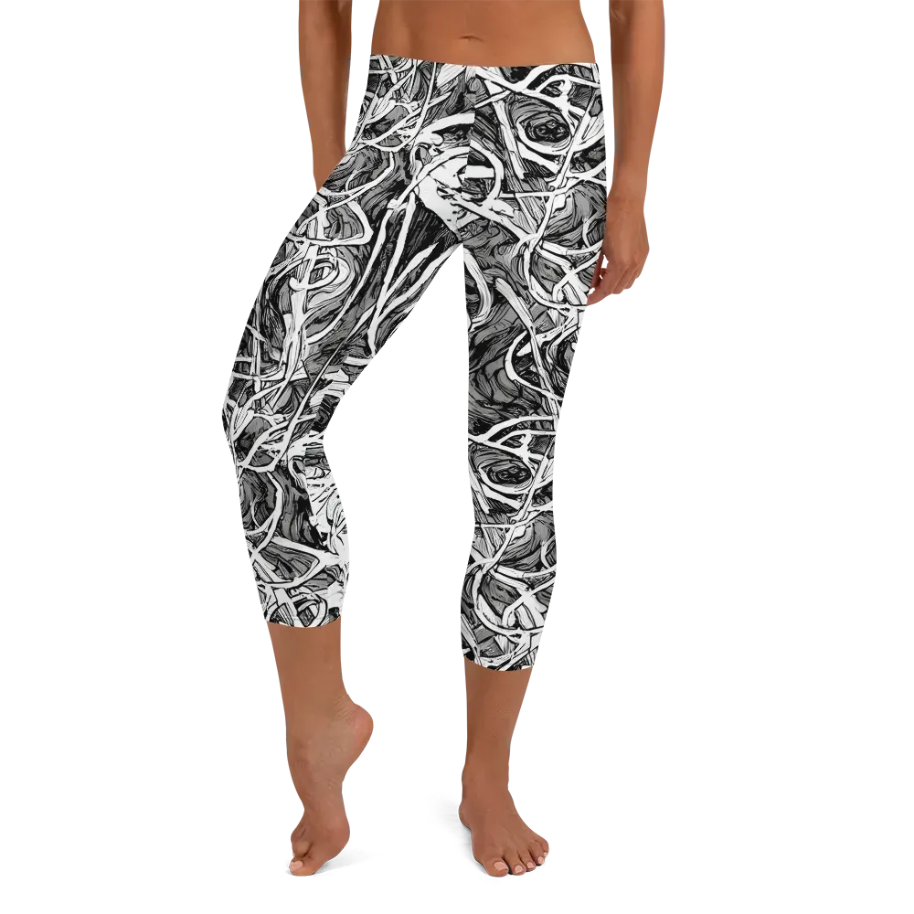 Inkstorm Flow on Capri Leggings — Front
