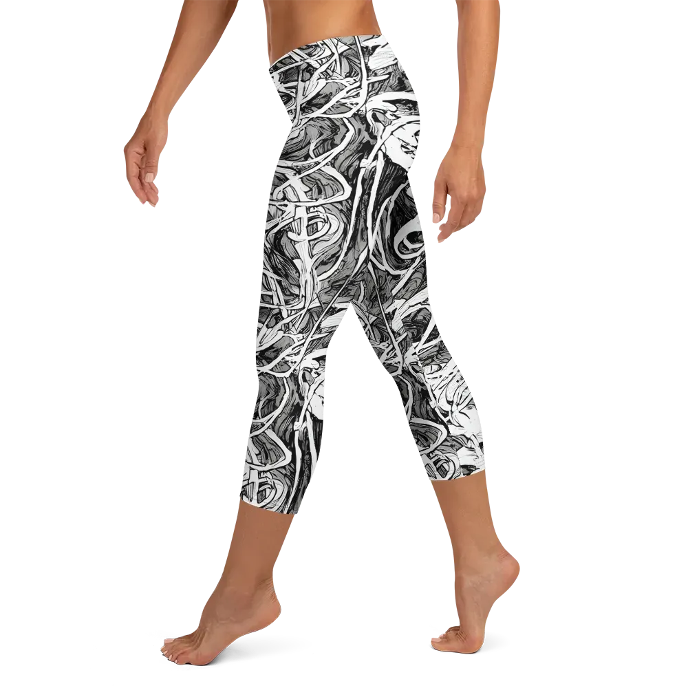 Inkstorm Flow on Capri Leggings — Left