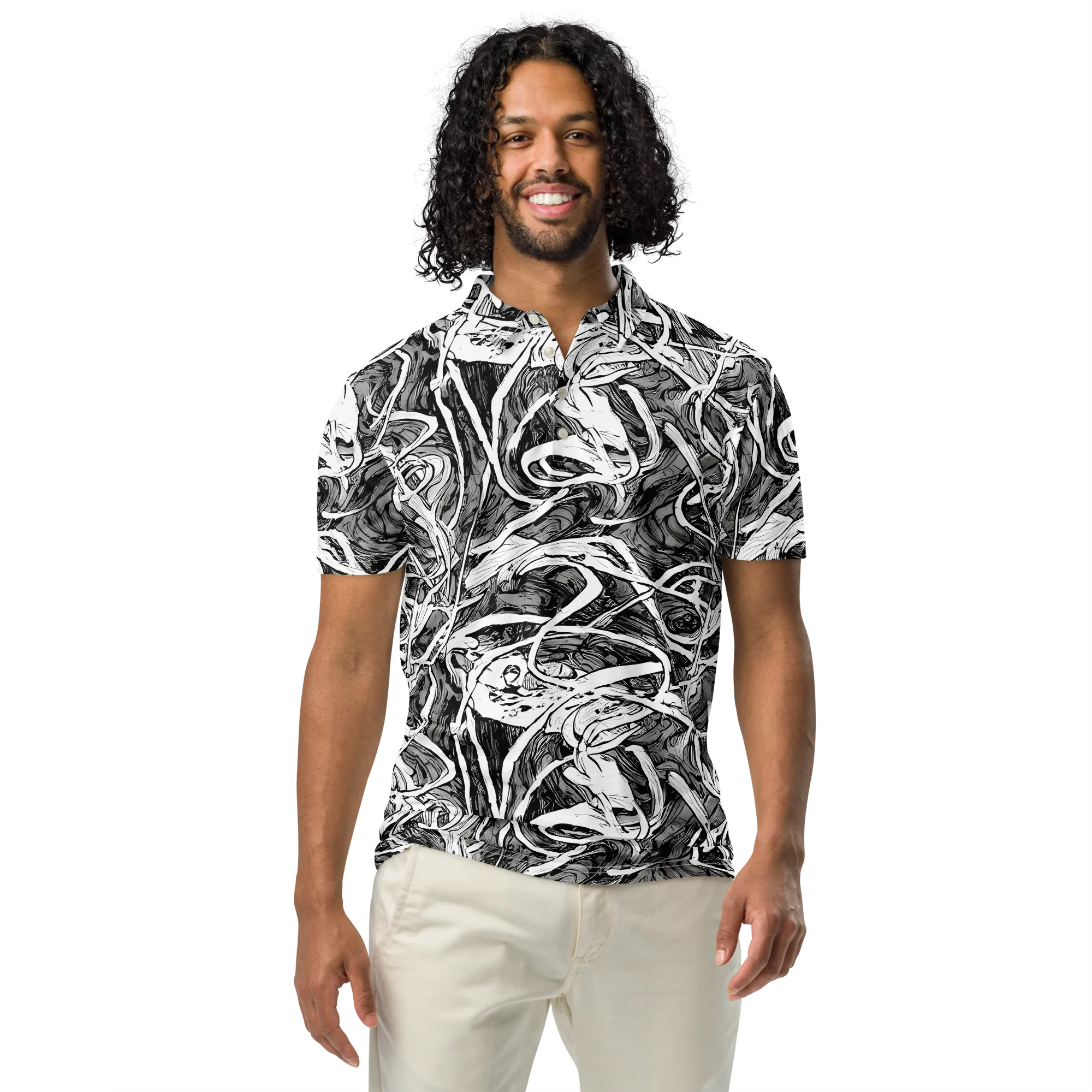 Inkstorm Flow on Men's Slim Fit Polo Shirt — Front